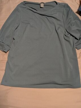 H&M Dusty Blue Short-Sleeve Crewneck Top